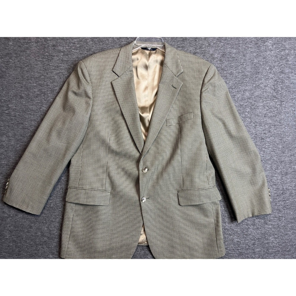 Brooks Brothers Men's Houndstooth Blazer Size 44R Brown, Green 100% Wool
